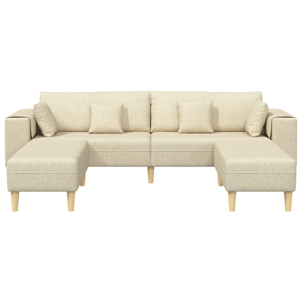 vidaXL Sofa with Cushions 3 pcs Cream Fabric
