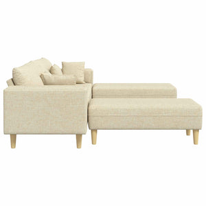vidaXL Sofa with Cushions 3 pcs Cream Fabric