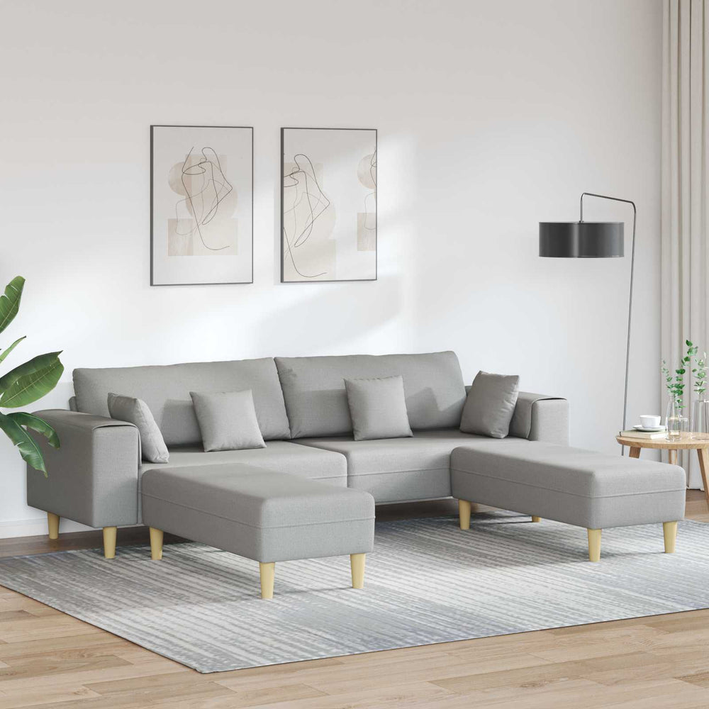 vidaXL Sofa with Cushions 3 pcs Cloud Gray Fabric