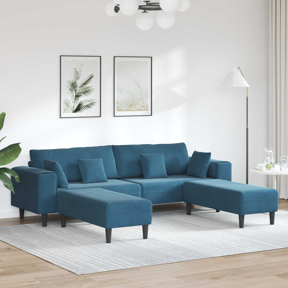 vidaXL 3-Piece Sofa Blue 250 x 188 x 76 cm Velvet