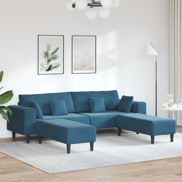 vidaXL 3-Piece Sofa Blue 250 x 188 x 76 cm Velvet