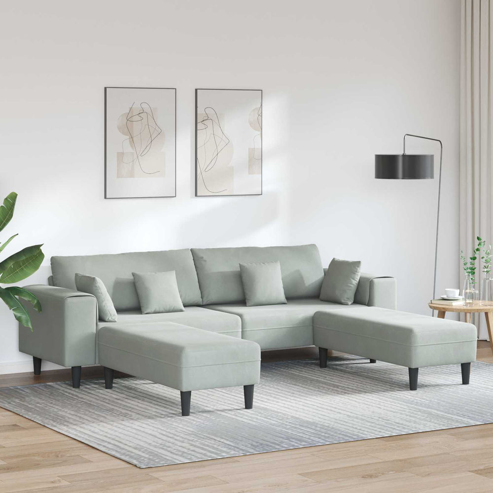 vidaXL 3-piece Sofa Light Gray 250 x 188 x 76 cm Velvet