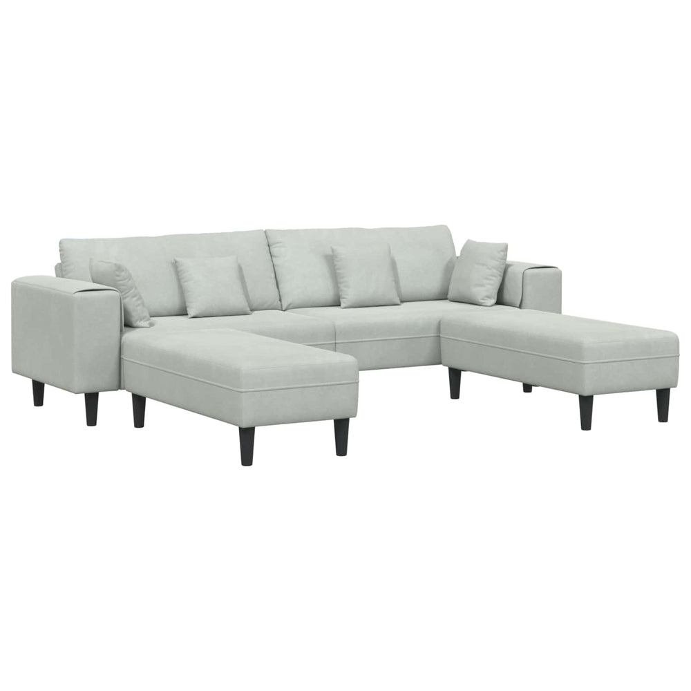 vidaXL 3-piece Sofa Light Gray 250 x 188 x 76 cm Velvet