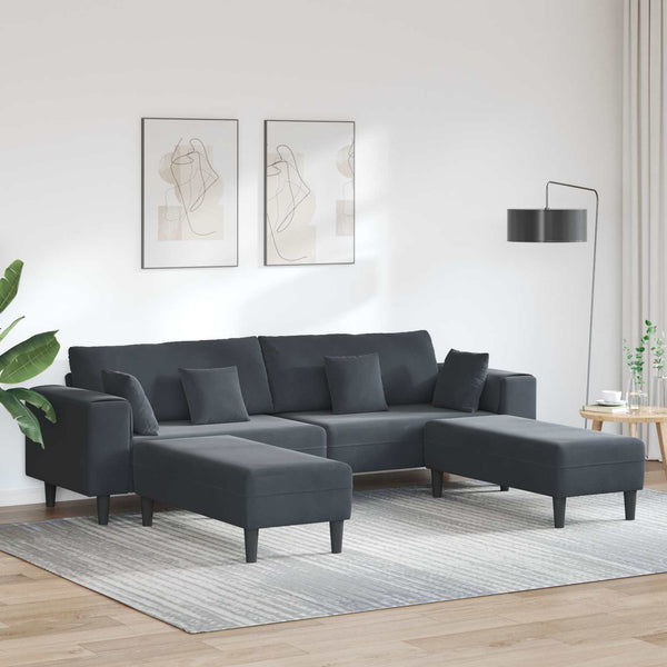 vidaXL 3-Piece Sofa Dark Grey 250 x 188 x 76 cm Velvet