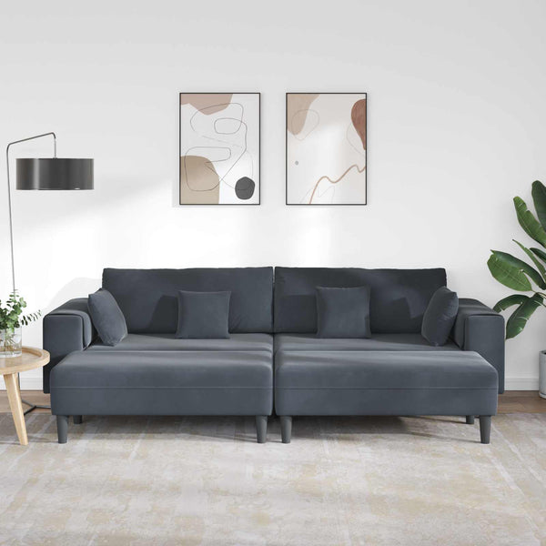 vidaXL 3-Piece Sofa Dark Grey 250 x 188 x 76 cm Velvet