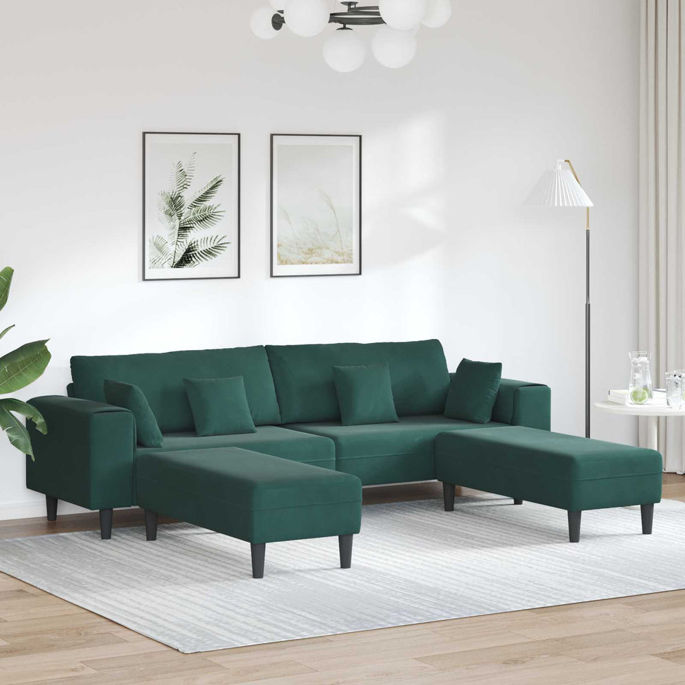 vidaXL 3-Piece Sofa Dark Green 250 x 188 x 76 cm Velvet