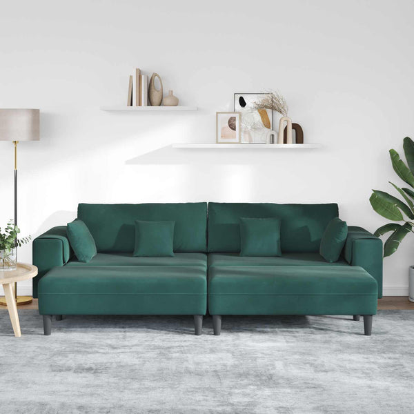 vidaXL 3-Piece Sofa Dark Green 250 x 188 x 76 cm Velvet