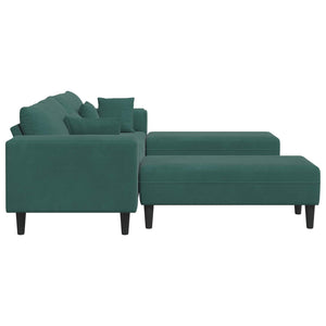 vidaXL 3-Piece Sofa Dark Green 250 x 188 x 76 cm Velvet