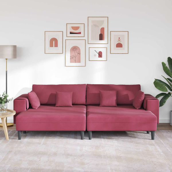 vidaXL 3-Piece Sofa Wine Red 250 x 188 x 76 cm Velvet