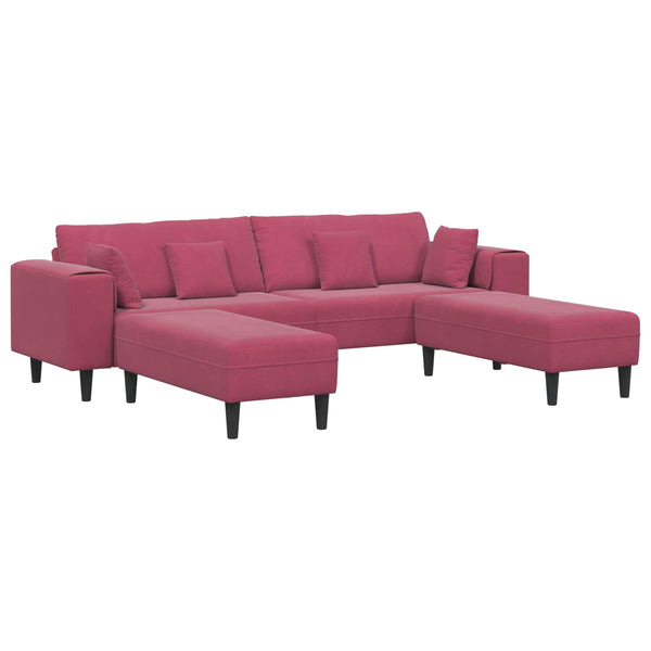 vidaXL 3-Piece Sofa Wine Red 250 x 188 x 76 cm Velvet