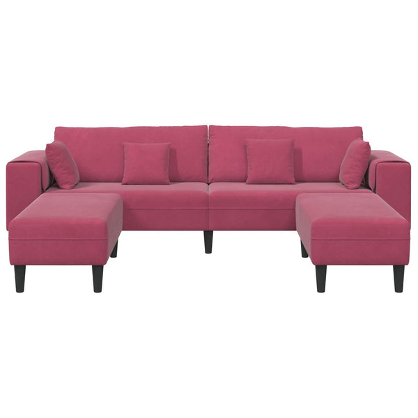 vidaXL 3-Piece Sofa Wine Red 250 x 188 x 76 cm Velvet