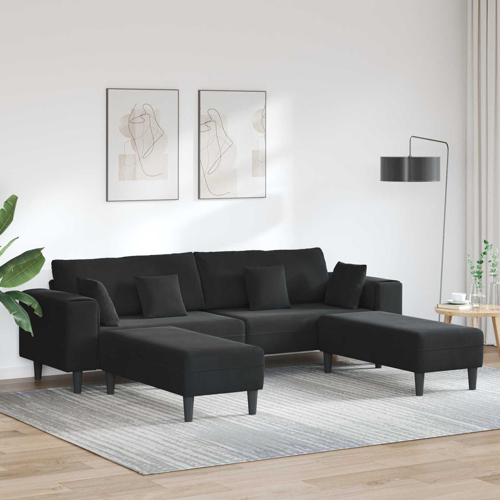 vidaXL 3-Piece Sofa Black 250 x 188 x 76 cm Velvet