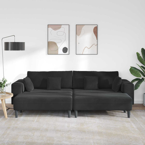 vidaXL 3-Piece Sofa Black 250 x 188 x 76 cm Velvet