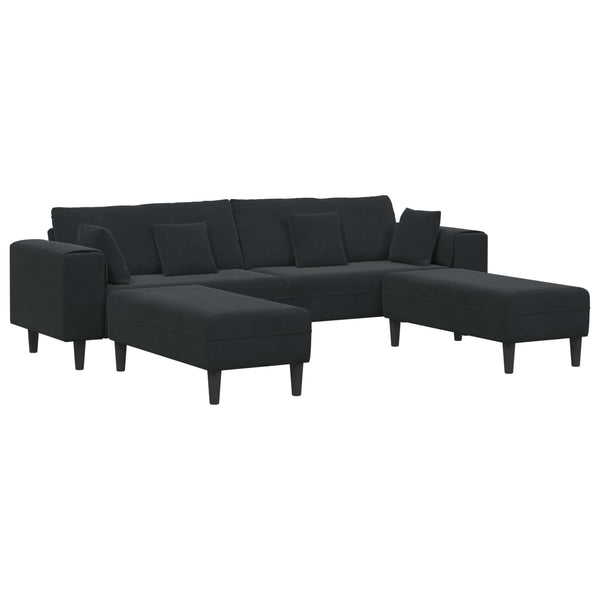 vidaXL 3-Piece Sofa Black 250 x 188 x 76 cm Velvet