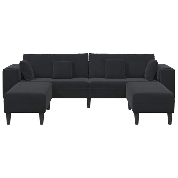 vidaXL 3-Piece Sofa Black 250 x 188 x 76 cm Velvet
