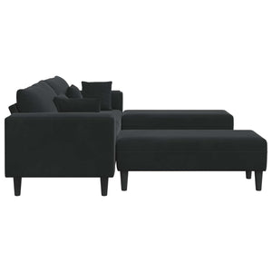 vidaXL 3-Piece Sofa Black 250 x 188 x 76 cm Velvet