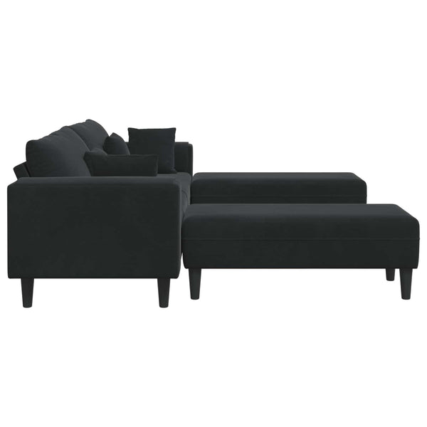 vidaXL 3-Piece Sofa Black 250 x 188 x 76 cm Velvet