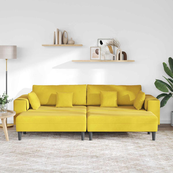 vidaXL 3-Piece Sofa Yellow 250 x 188 x 76 cm Velvet