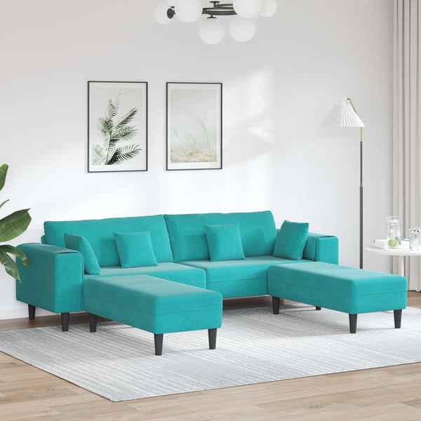 vidaXL Sofa 3-Seater Turquoise 250 x 188 x 76 cm Velvet