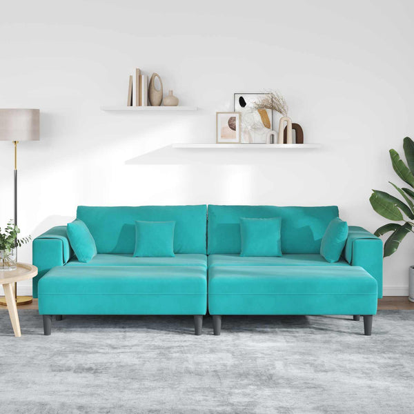 vidaXL Sofa 3-Seater Turquoise 250 x 188 x 76 cm Velvet