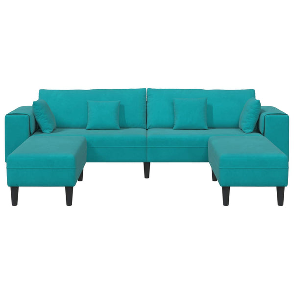 vidaXL Sofa 3-Seater Turquoise 250 x 188 x 76 cm Velvet