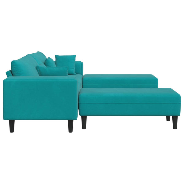 vidaXL Sofa 3-Seater Turquoise 250 x 188 x 76 cm Velvet
