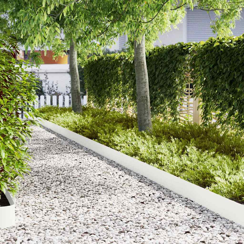 vidaXL Lawn Edging 50 pcs White 100 x 0.05 x 20 cm