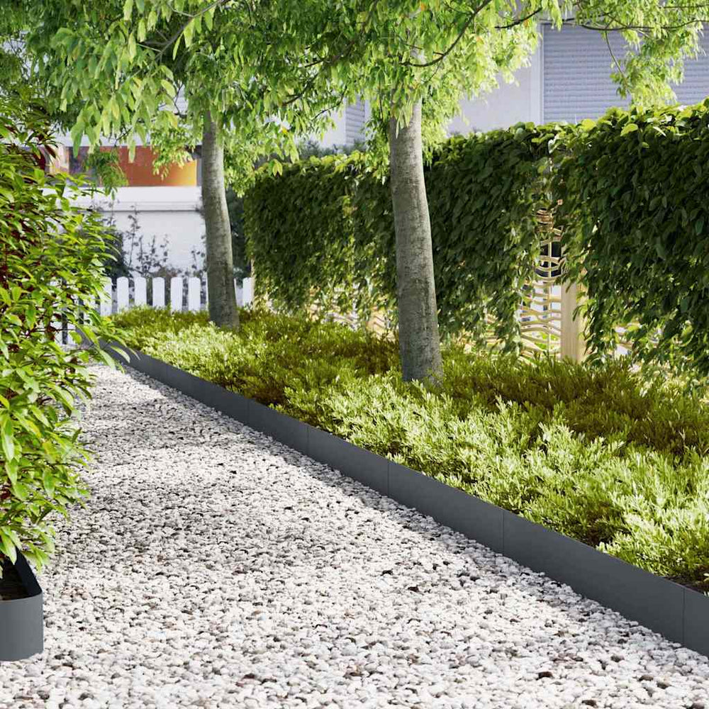vidaXL Lawn Edging 50 pcs Anthracite 100 x 0.05 x 20 cm