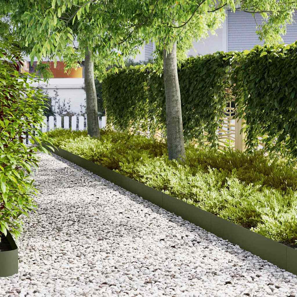 vidaXL Lawn Edging 50 pcs Olive Green 100 x 0.05 x 20 cm