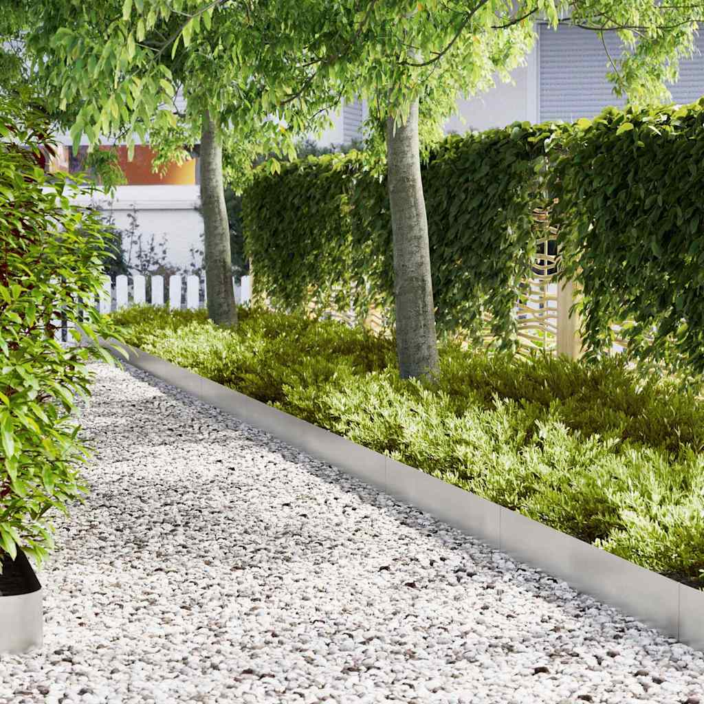 vidaXL Lawn Edging 50 pcs Silver 100 x 0.05 x 20 cm Stainless Steel