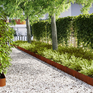 vidaXL Lawn Edging 50 pcs Brown 100 x 0.05 x 20 cm Weathering Steel
