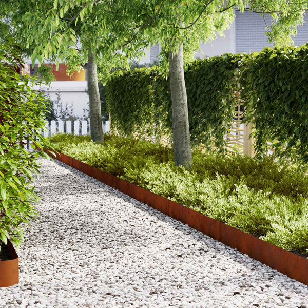 vidaXL Lawn Edging 50 pcs Brown 100 x 0.05 x 20 cm Weathering Steel