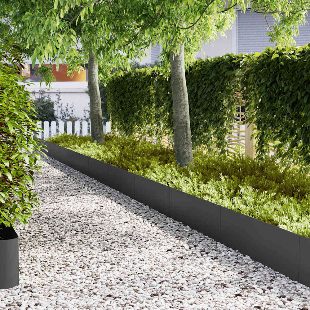 vidaXL Lawn Edging 30 pcs Black 100 x 0.05 x 30 cm