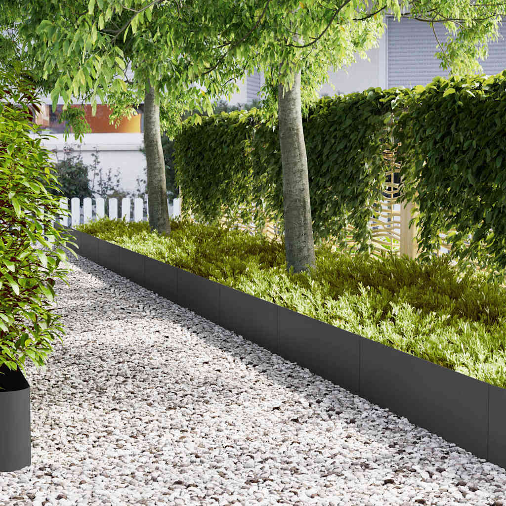 vidaXL Lawn Edging 30 pcs Black 100 x 0.05 x 30 cm