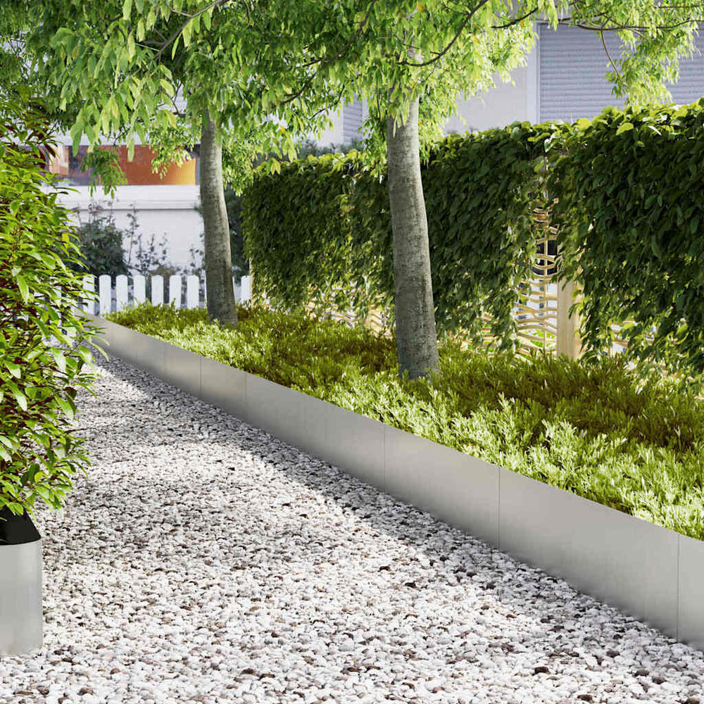 vidaXL Lawn Edging 30 pcs Silver 100 x 0.05 x 30 cm