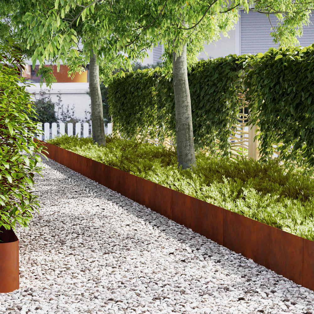 vidaXL Lawn Edging 30 pcs Rusty 100 x 0.05 x 30 cm