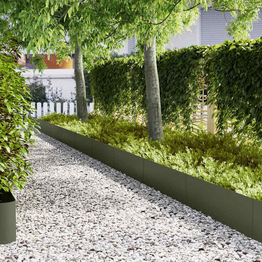 vidaXL Lawn Edging 50 pcs Olive Green 100 x 0.05 x 30 cm