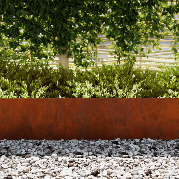 vidaXL Lawn Edging 50 pcs Rusty 100 x 0.05 x 30 cm