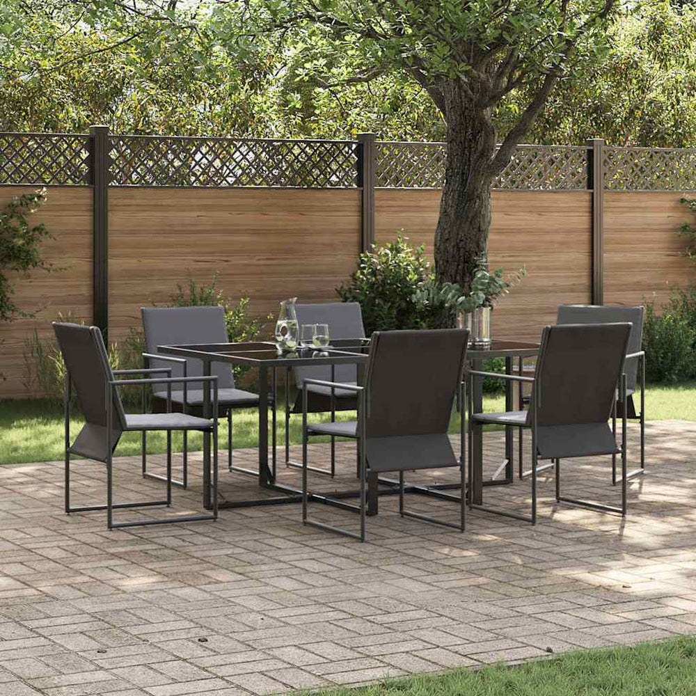 Garten Essgruppe 7-teilig Schwarz Stahl