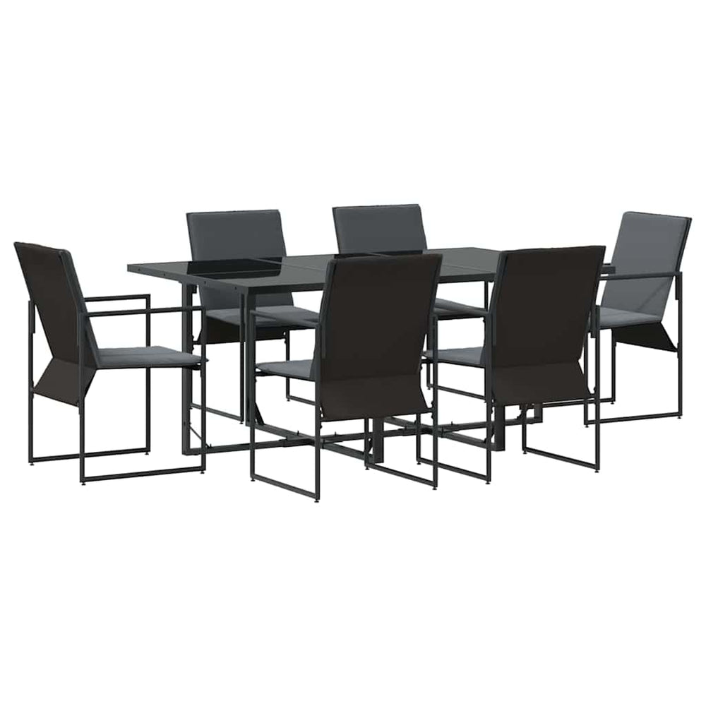 Garten Essgruppe 7-teilig Schwarz Stahl