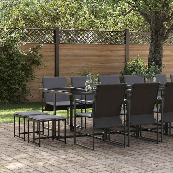 17-teilige Garten Essgruppe Schwarz Stahl