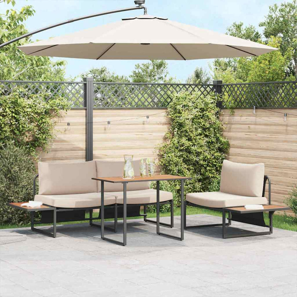 3-teilige Garten Essgruppe Taupe Stahl