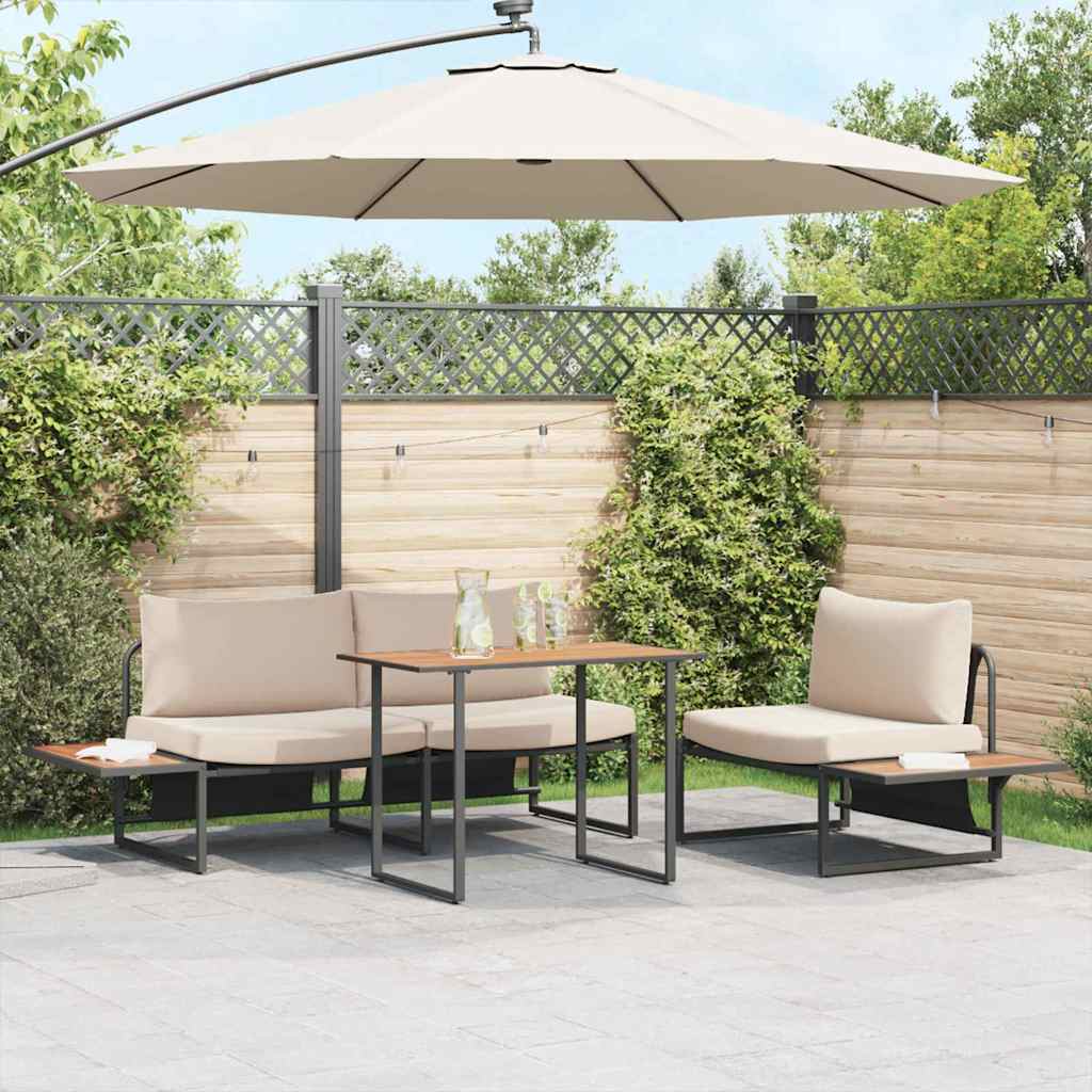 3-teilige Garten Essgruppe Taupe Stahl