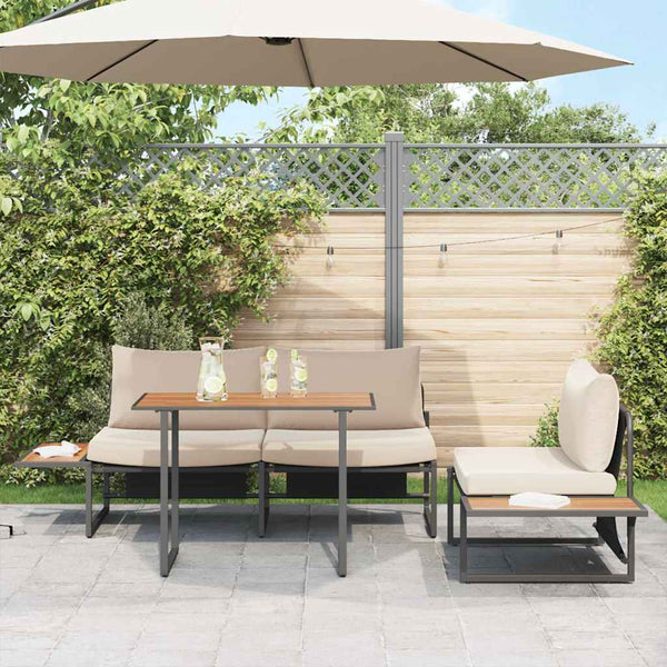 3-teilige Garten Essgruppe Taupe Stahl