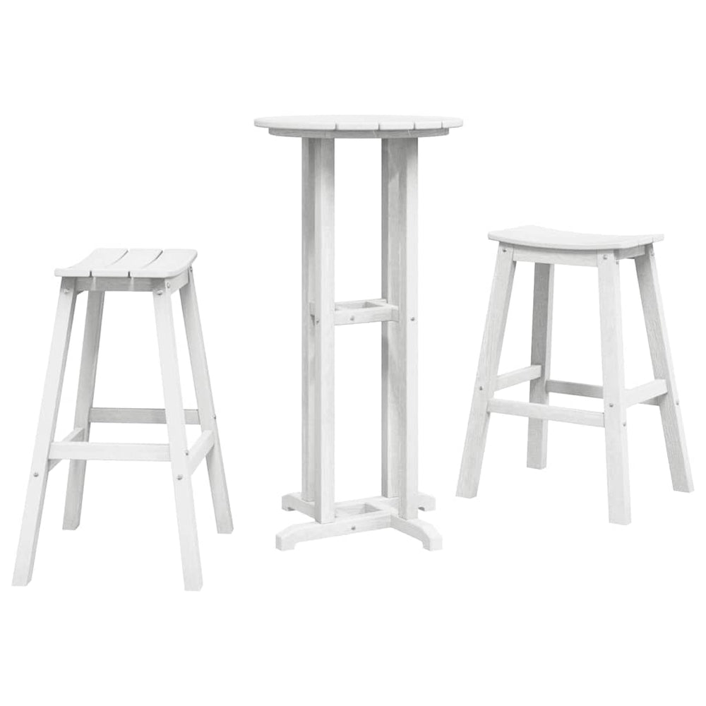 vidaXL Garden Bar Set 3-Piece White HDPE