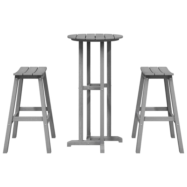vidaXL Garden Bar Set 3 Pieces Light Gray HDPE