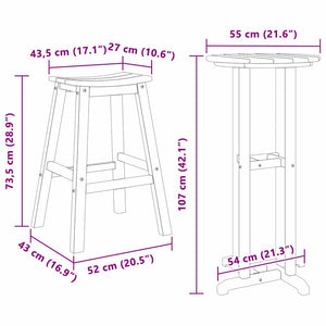 vidaXL Garden Bar Set 3 Pieces Light Gray HDPE