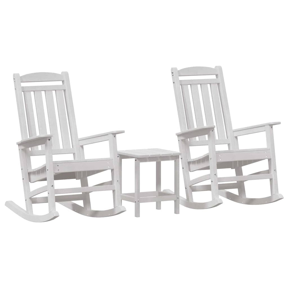 vidaXL Rocking Chair 3 pcs White Polyethylene