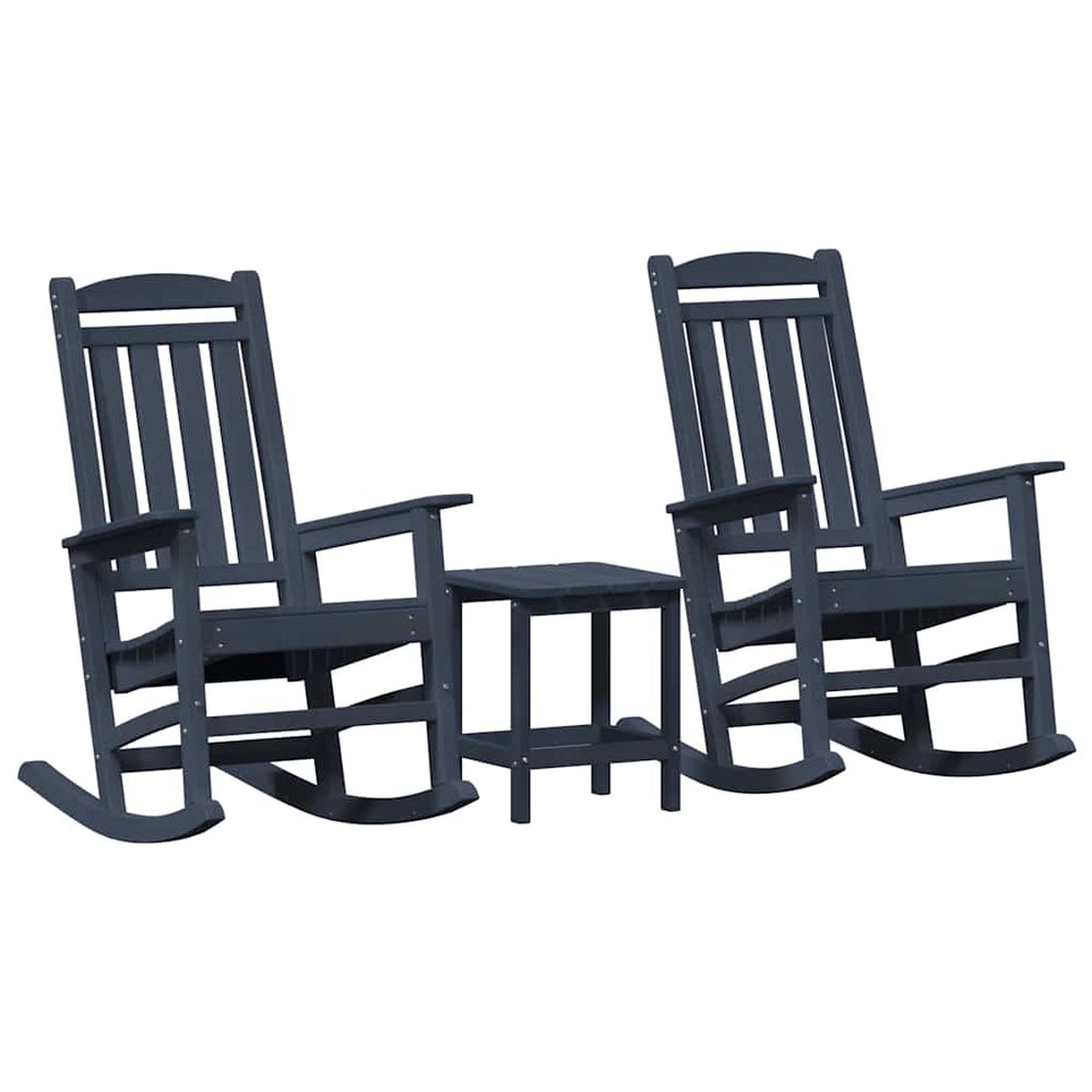 vidaXL 3-Piece Rocking Chair Set Navy Blue Polyethylene