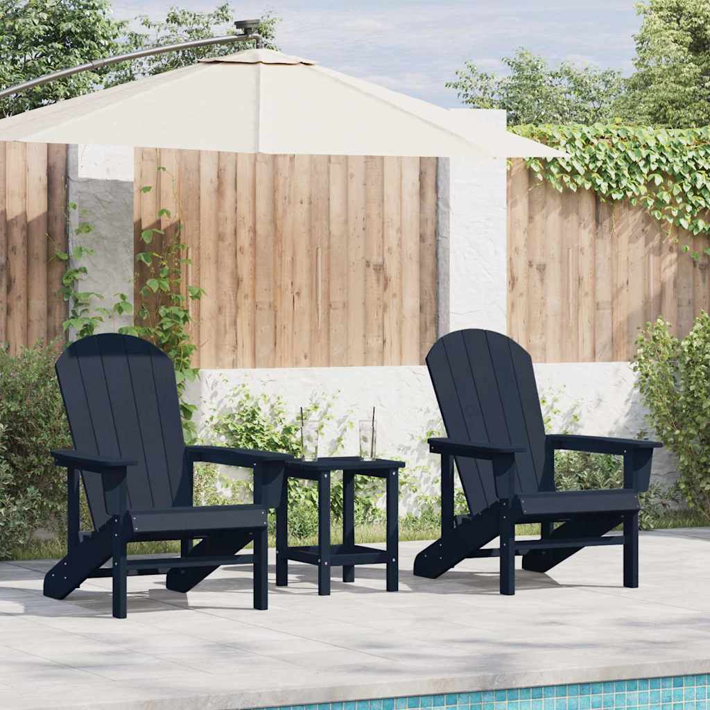 vidaXL Garden Chair 3 pcs Navy Blue Polyethylene